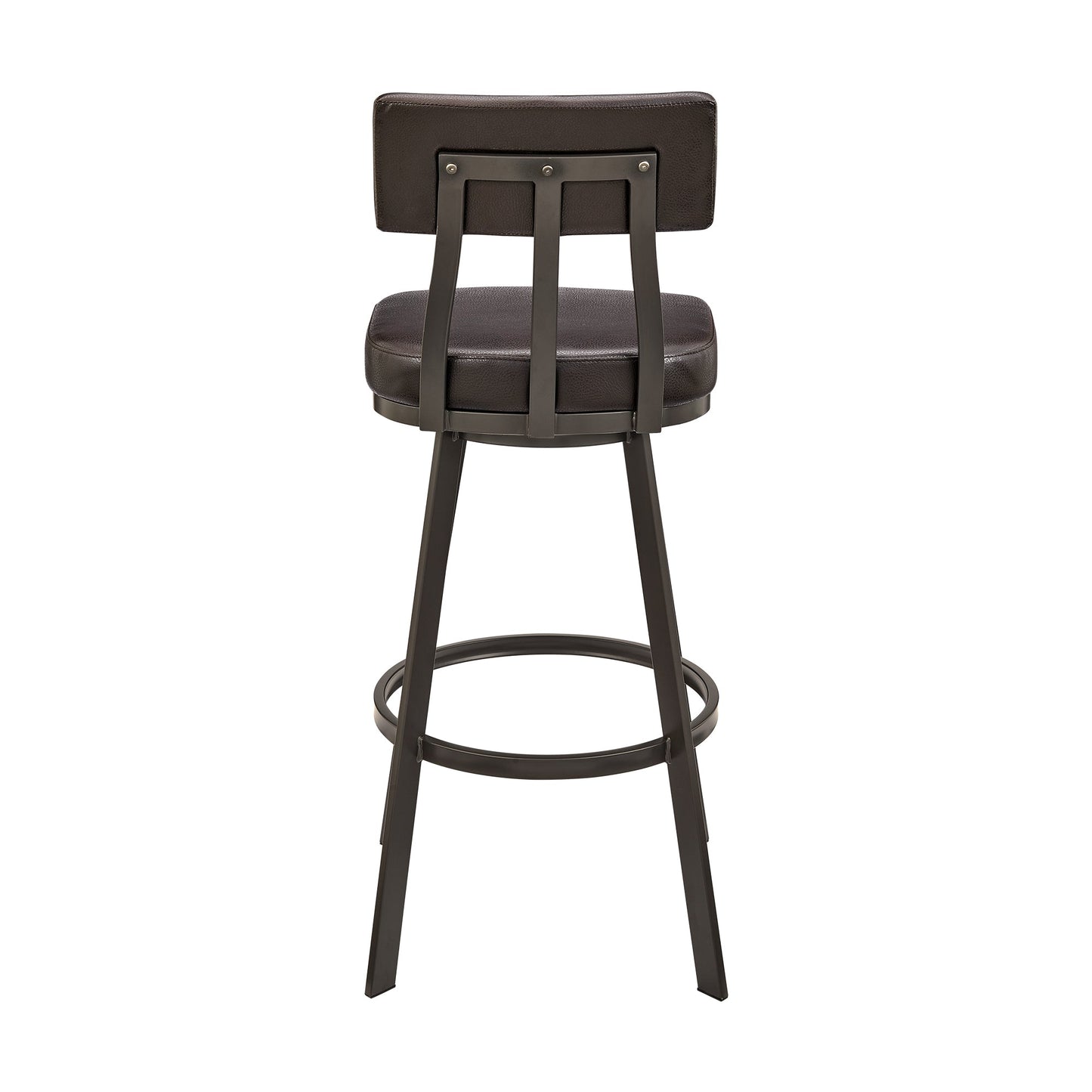 Jinab Swivel Counter Stool in Brown Metal with Brown Faux Leather