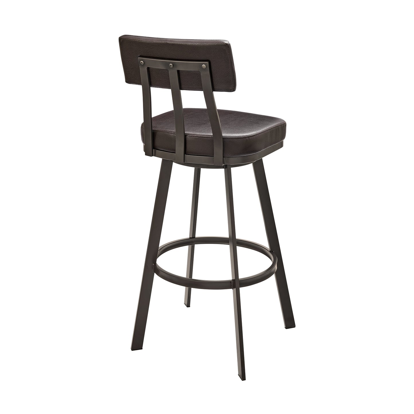 Jinab Swivel Counter Stool in Brown Metal with Brown Faux Leather