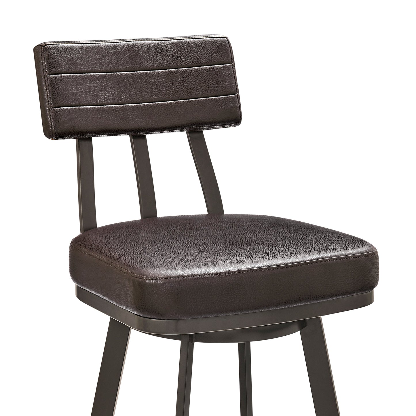 Jinab Swivel Counter Stool in Brown Metal with Brown Faux Leather