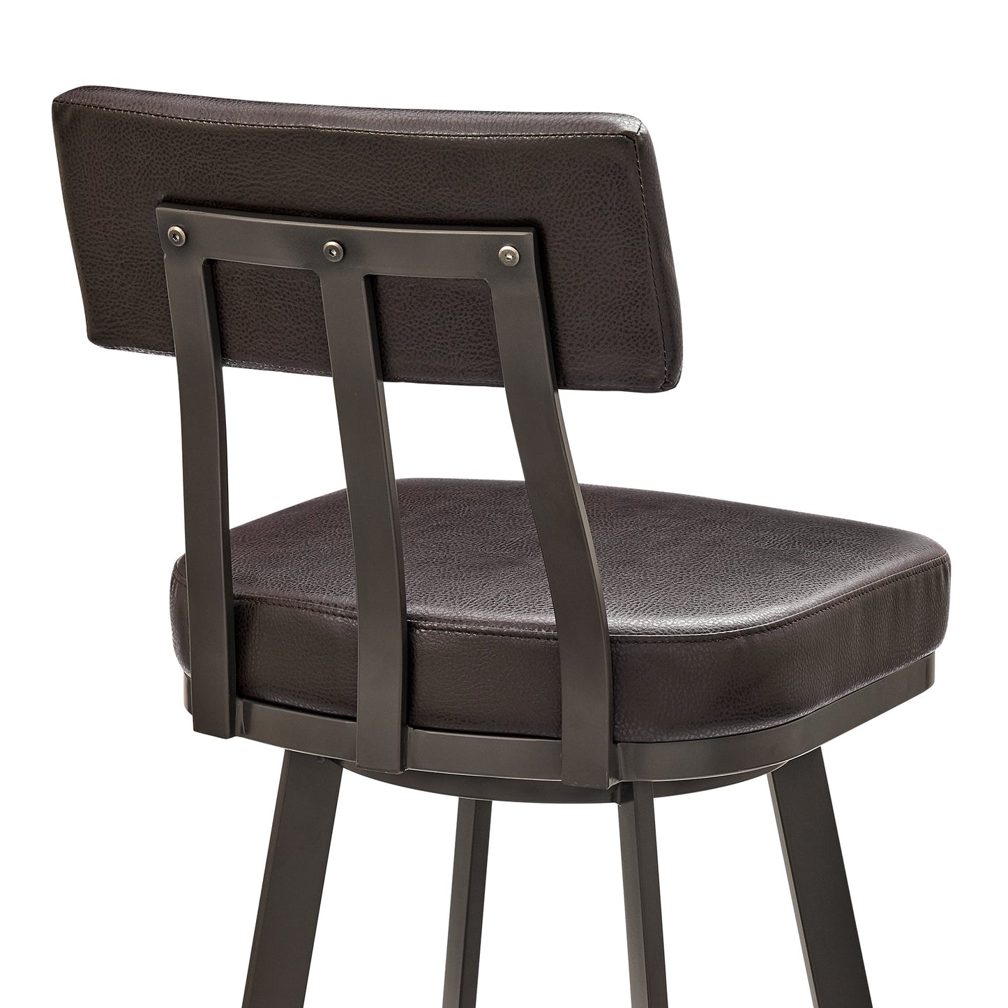 Jinab Swivel Counter Stool in Brown Metal with Brown Faux Leather