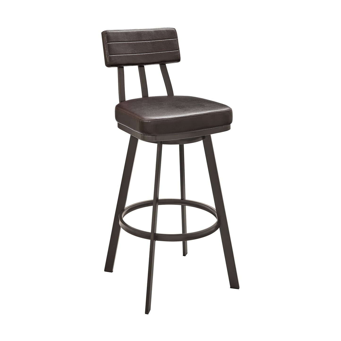 Jinab Swivel Bar Stool in Brown Metal with Brown Faux Leather