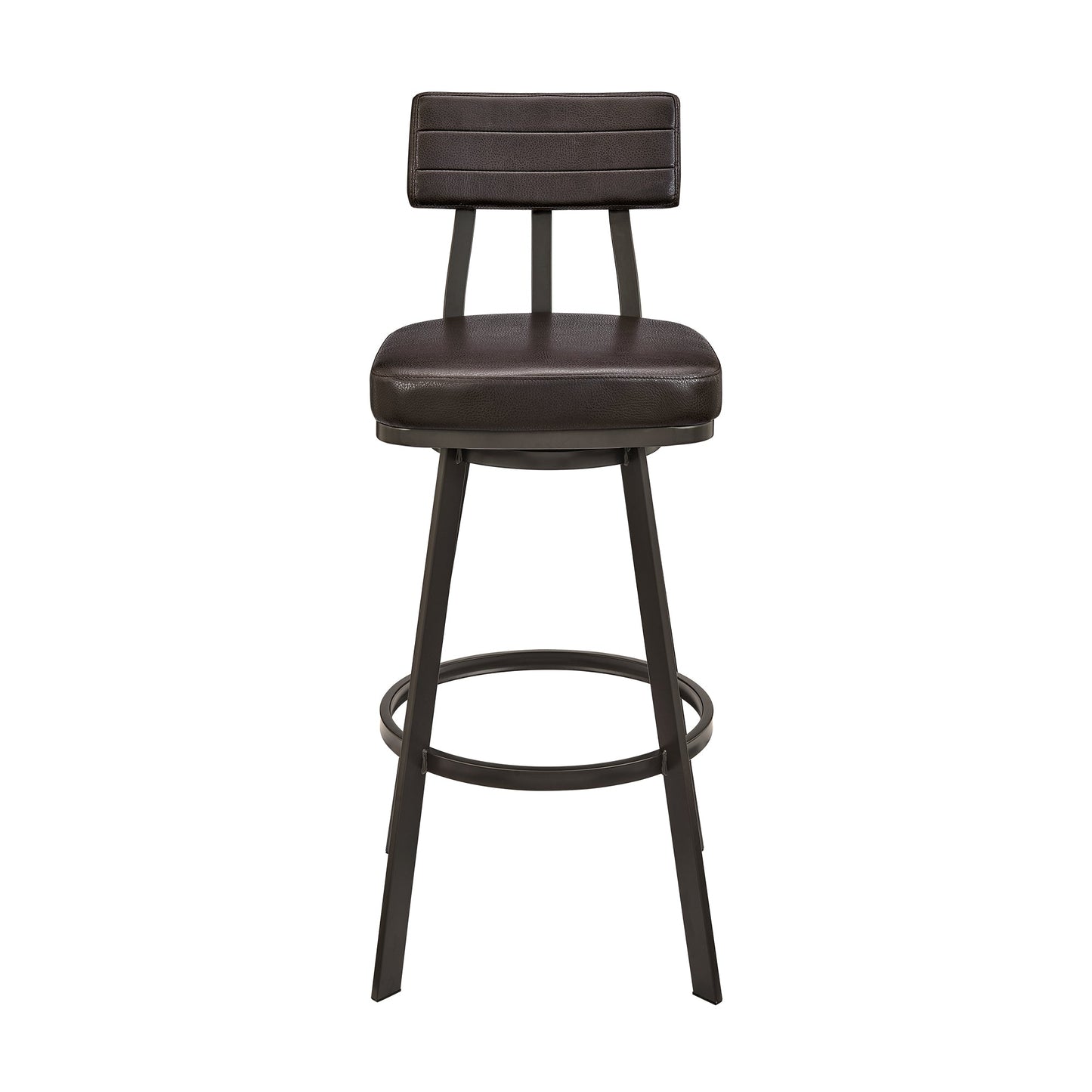 Jinab Swivel Bar Stool in Brown Metal with Brown Faux Leather