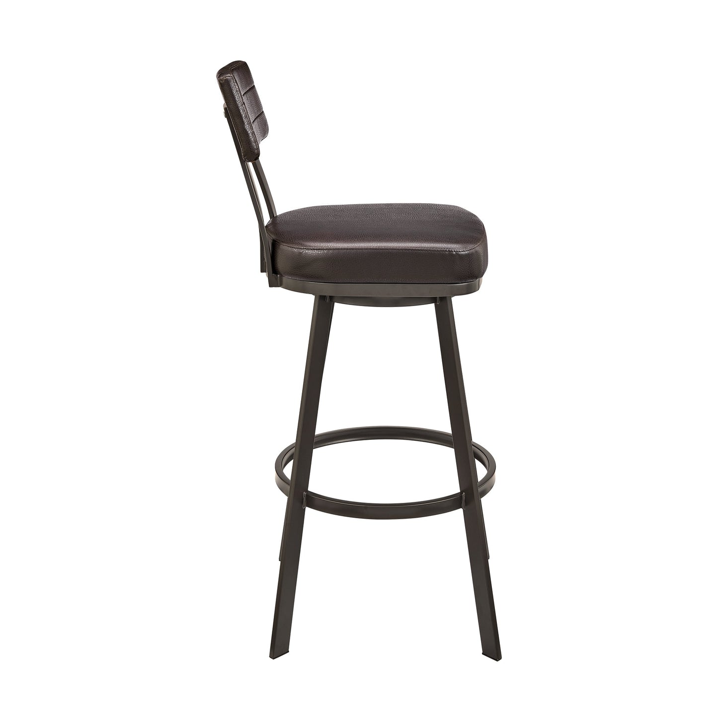 Jinab Swivel Bar Stool in Brown Metal with Brown Faux Leather