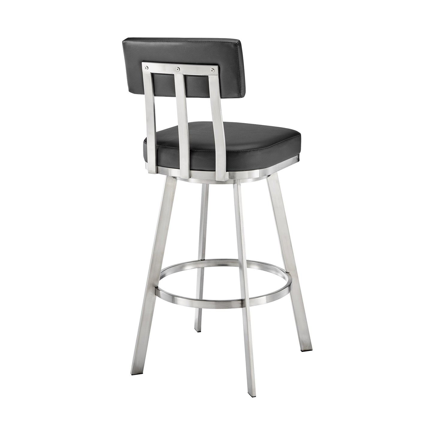 Jinab Swivel Counter Stool in Brushed Stainless Steel with Black Faux Leather