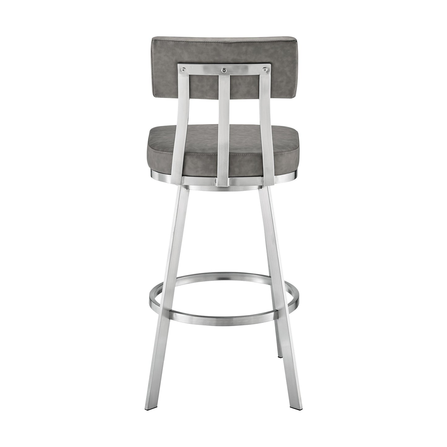 Jinab Swivel Counter Stool in Brushed Stainless Steel with Gray Faux Leather