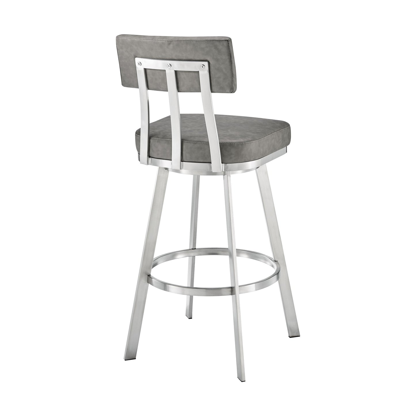 Jinab Swivel Counter Stool in Brushed Stainless Steel with Gray Faux Leather