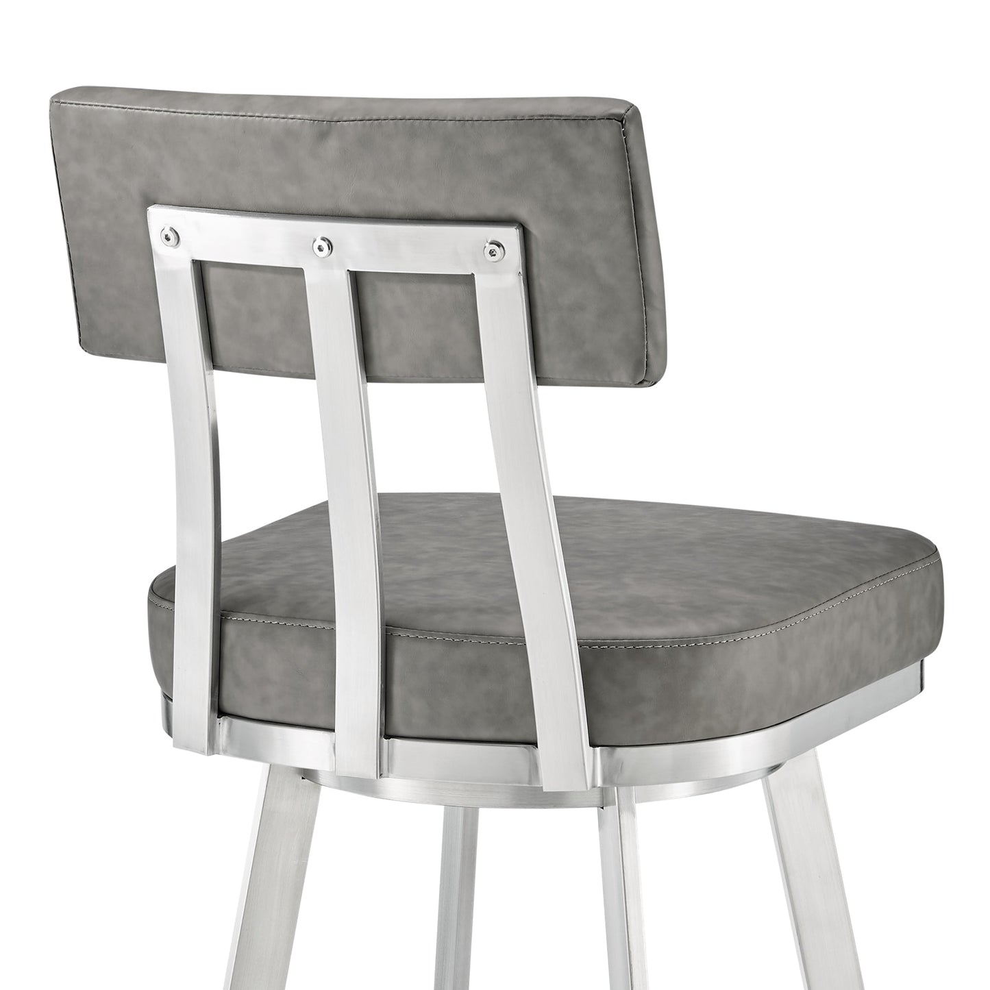 Jinab Swivel Counter Stool in Brushed Stainless Steel with Gray Faux Leather