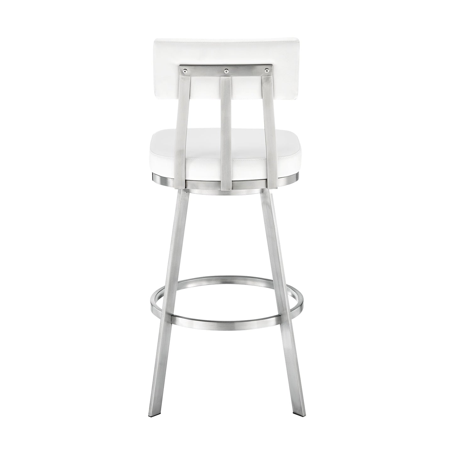 Jinab Swivel Counter Stool in Brushed Stainless Steel with White Faux Leather