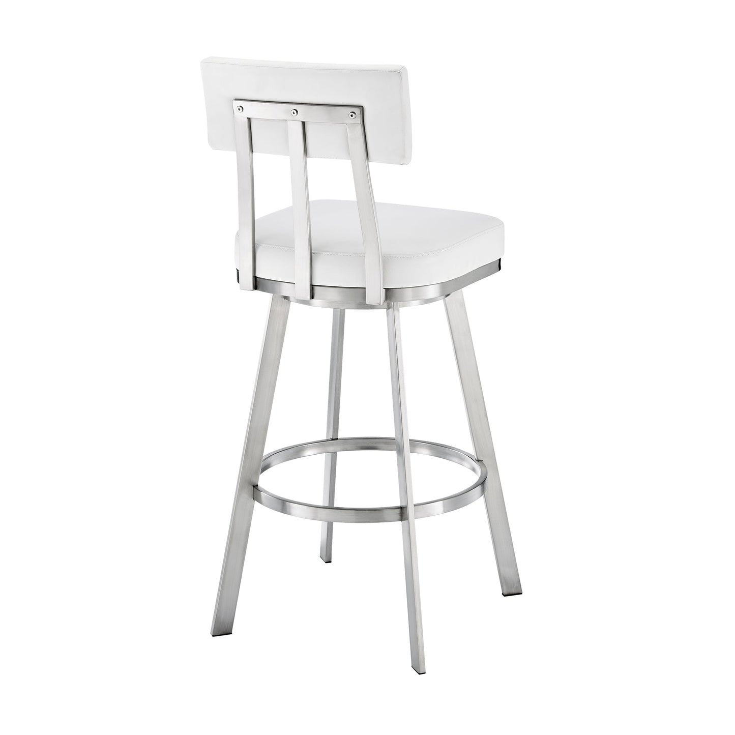 Jinab Swivel Counter Stool in Brushed Stainless Steel with White Faux Leather