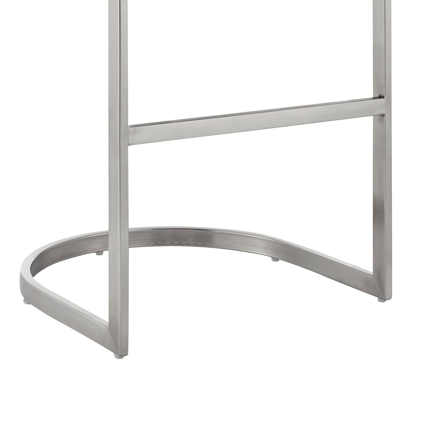 Atherik Bar Stool in Brushed Stainless Steel with Gray Faux Leather