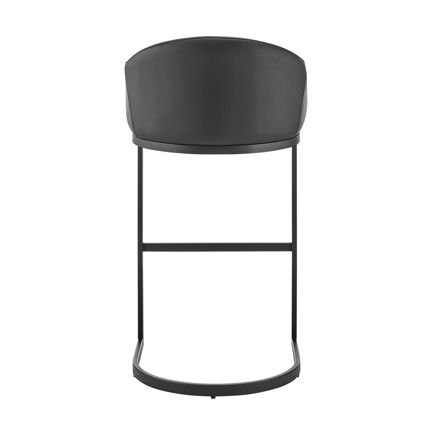 Atherik Bar Stool in Black Metal with Black Faux Leather