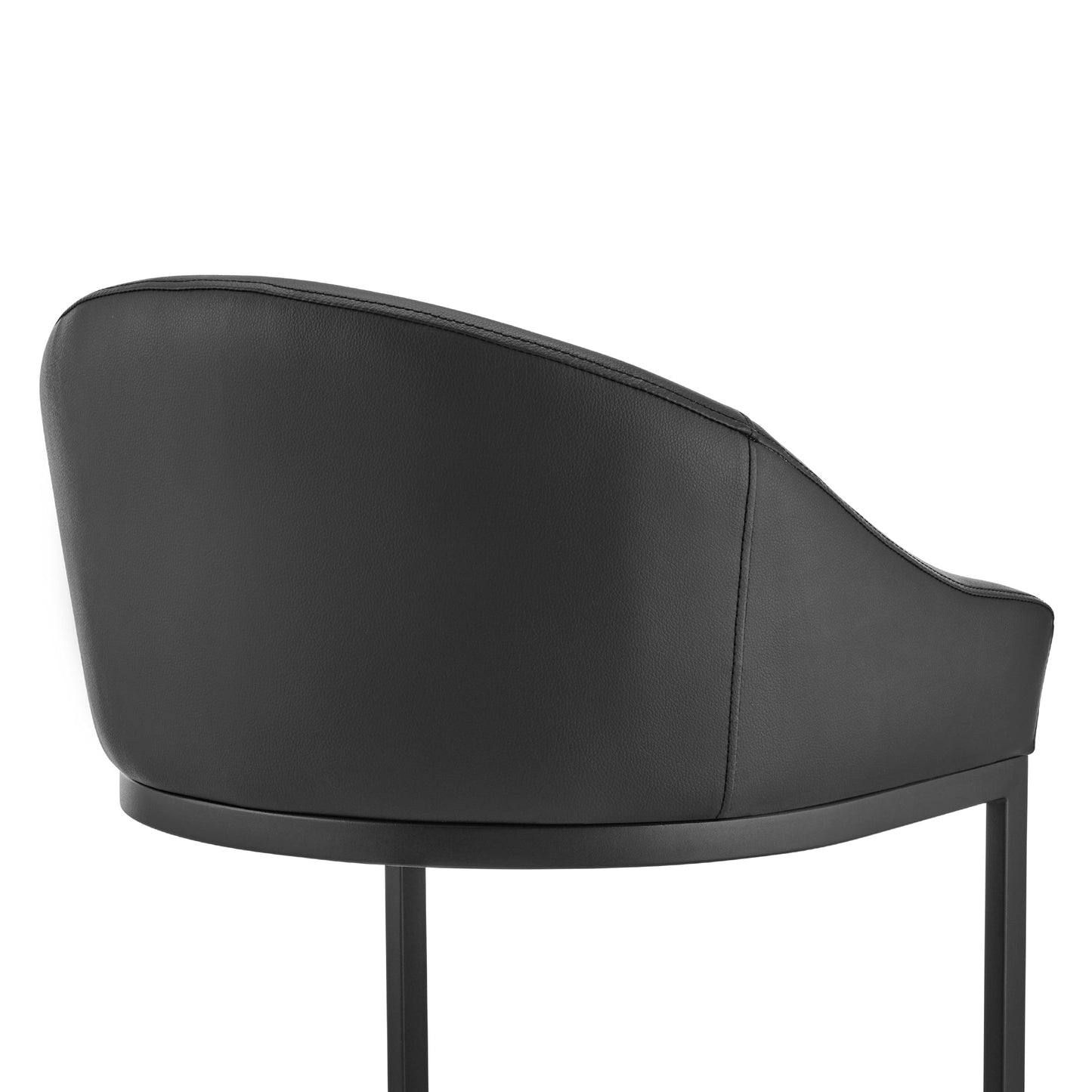 Atherik Bar Stool in Black Metal with Black Faux Leather