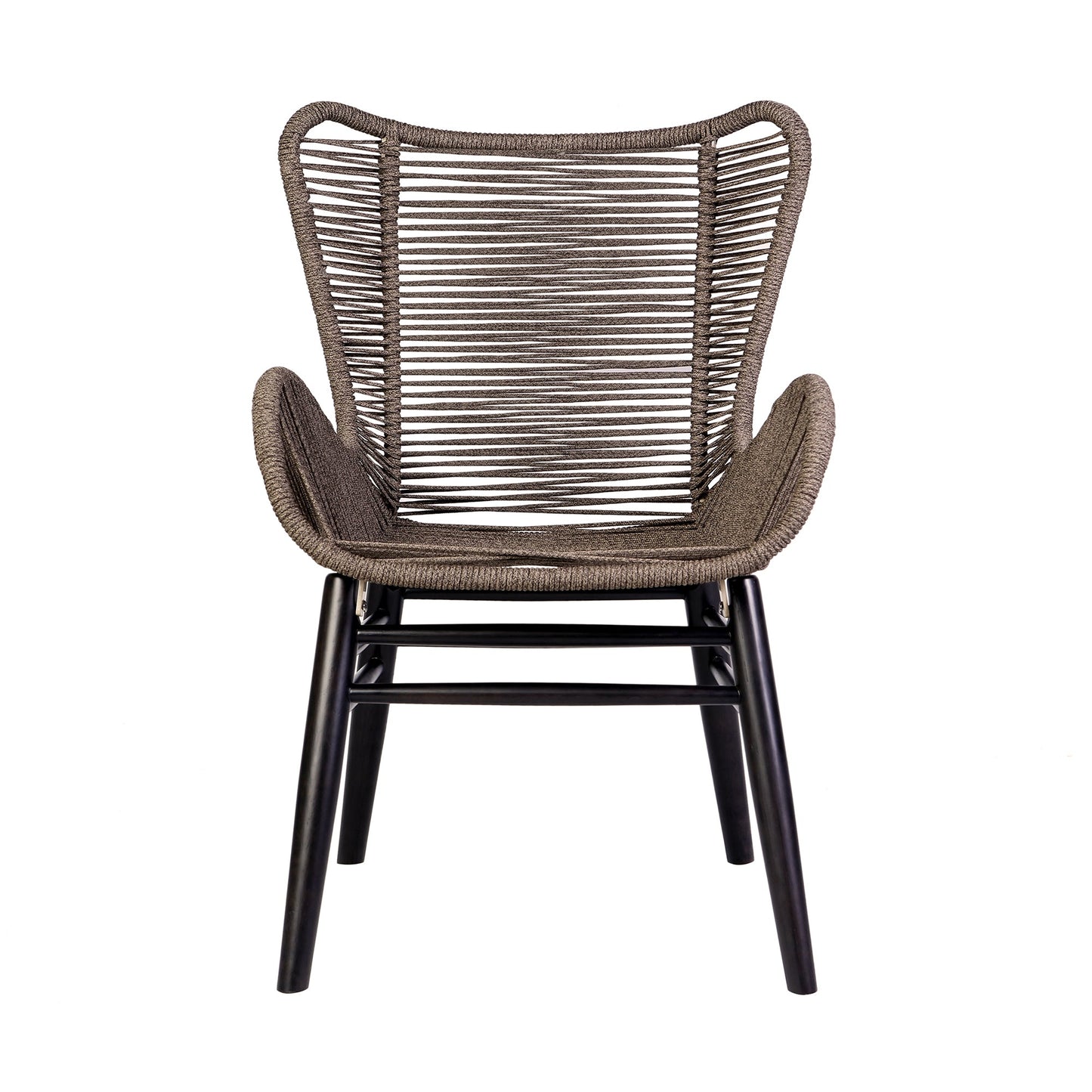 Fanny Outdoor Patio Dining Chair in Dark Eucalyptus Wood and Truffle Rope