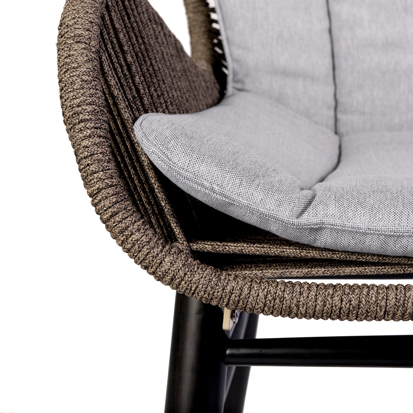 Fanny Outdoor Patio Dining Chair in Dark Eucalyptus Wood and Truffle Rope