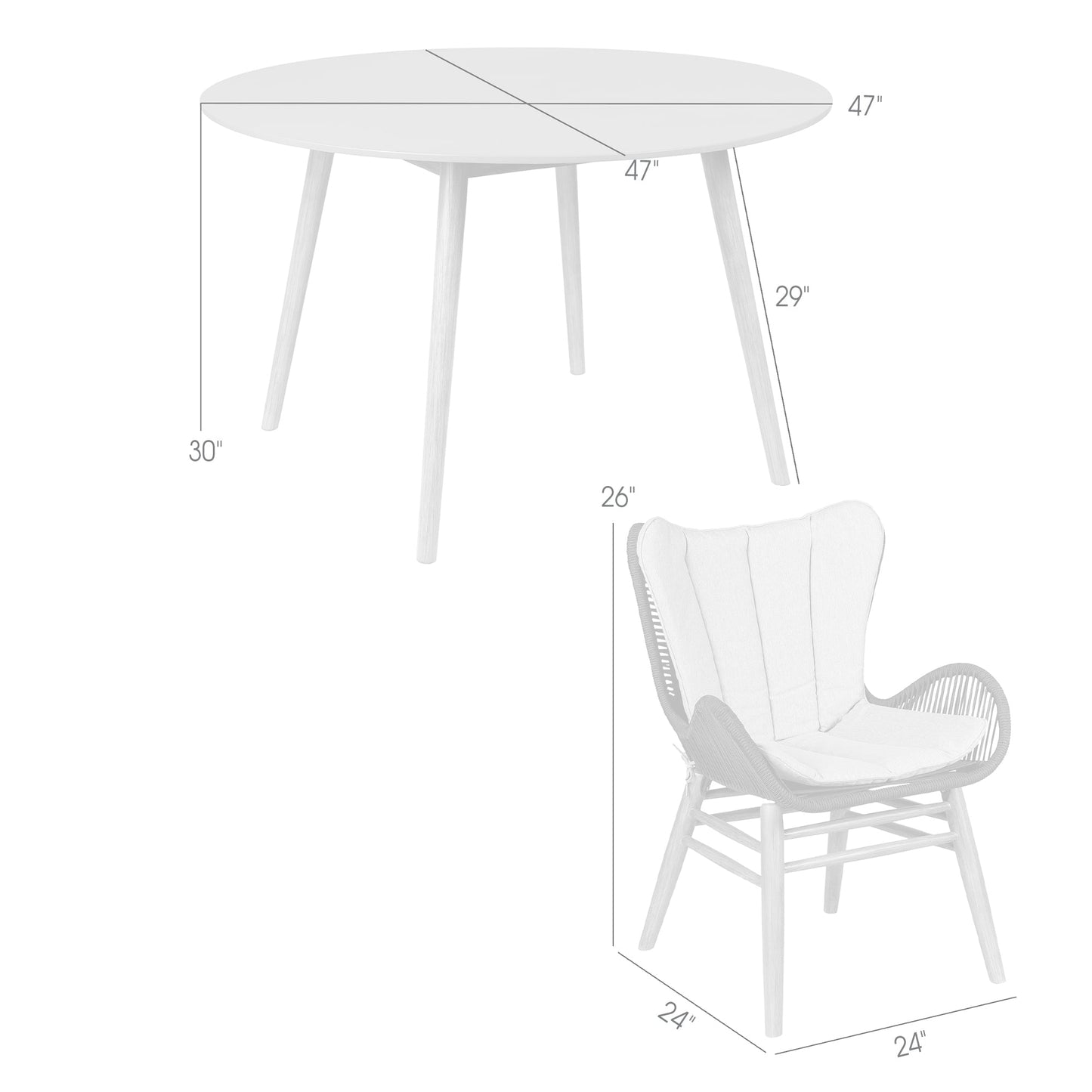 Sydney and Fanny 5 Piece Outdoor Patio Dining Set in Dark Eucalyptus Wood with Truffle Rope and Gray Cushions