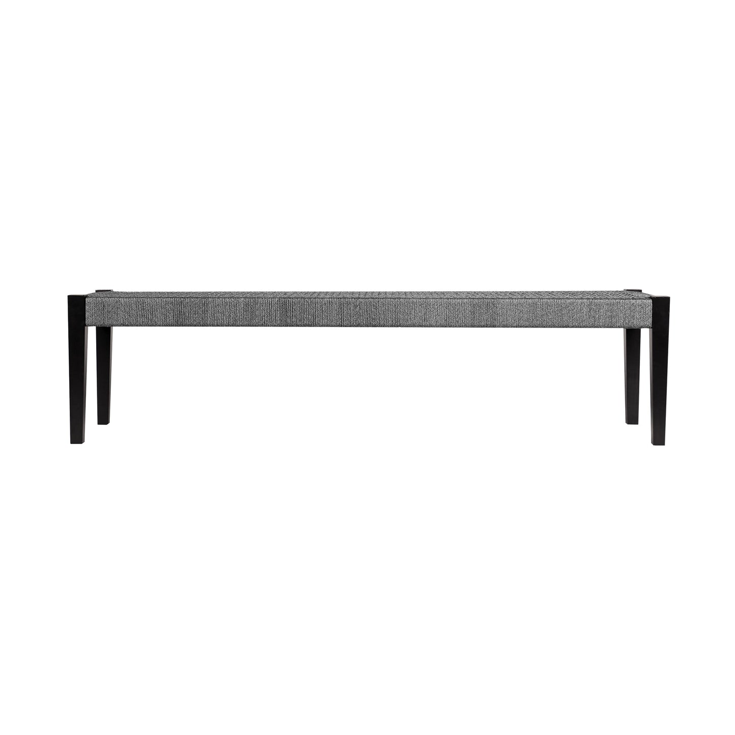 Camino Indoor Outdoor Dining Bench in Eucalyptus Wood and Gray Rope