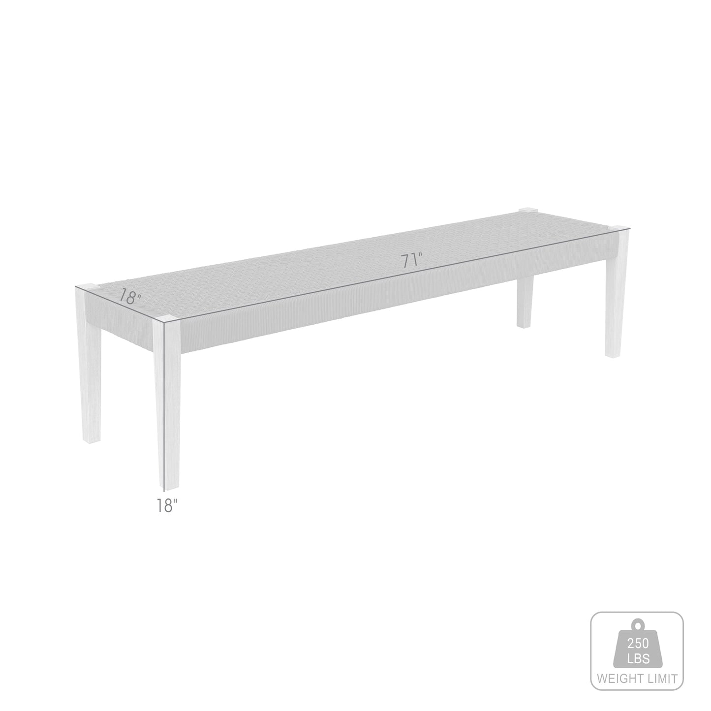 Camino Indoor Outdoor Dining Bench in Eucalyptus Wood and Gray Rope