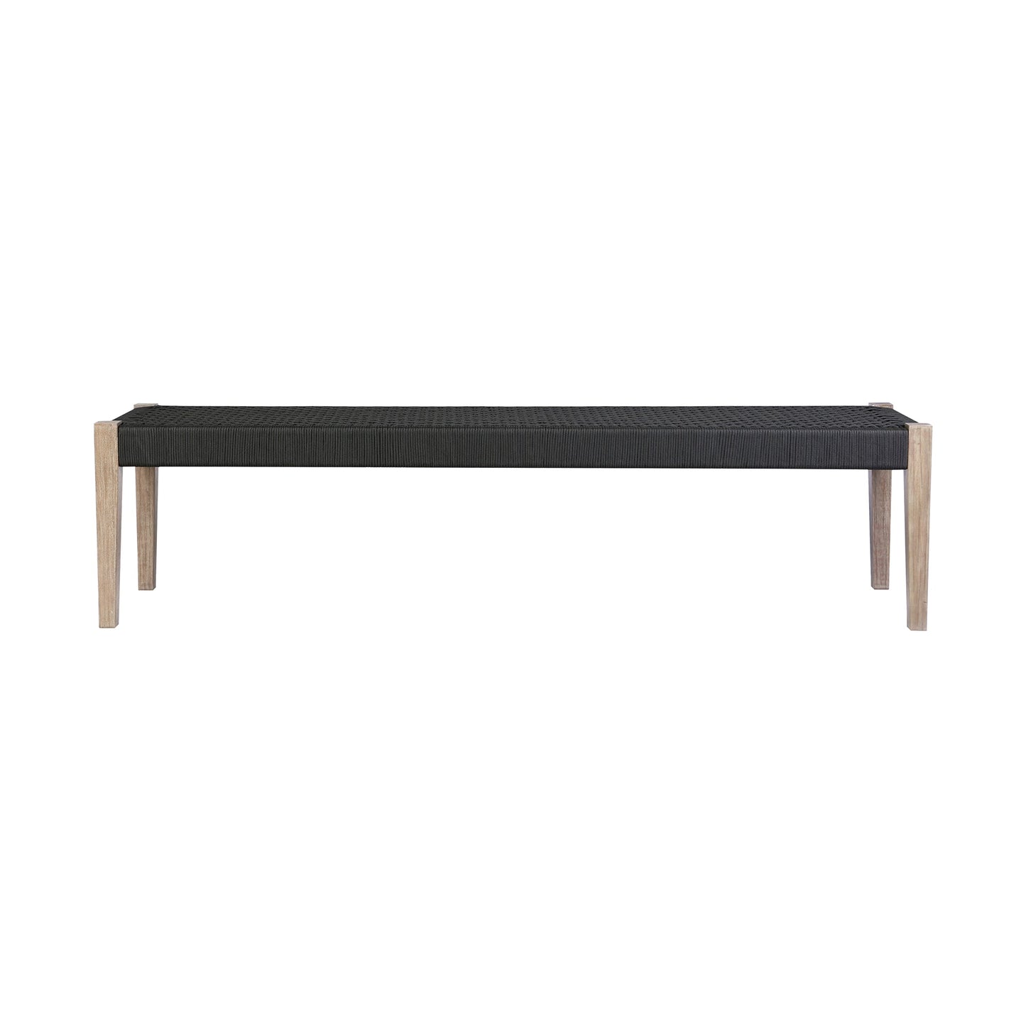 Camino Indoor Outdoor Dining Bench in Eucalyptus Wood and Charcoal Rope