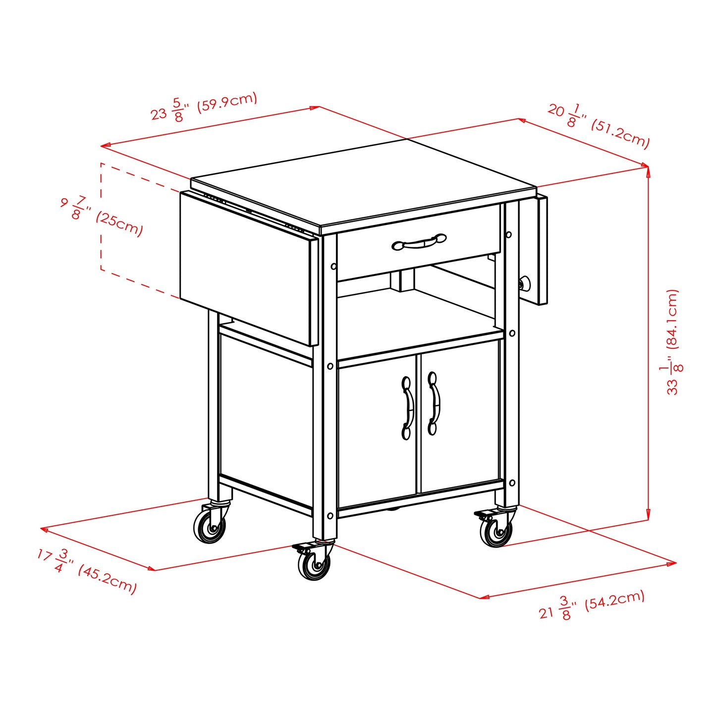 Rachael Kitchen Cart, Drop Leaf, Natural