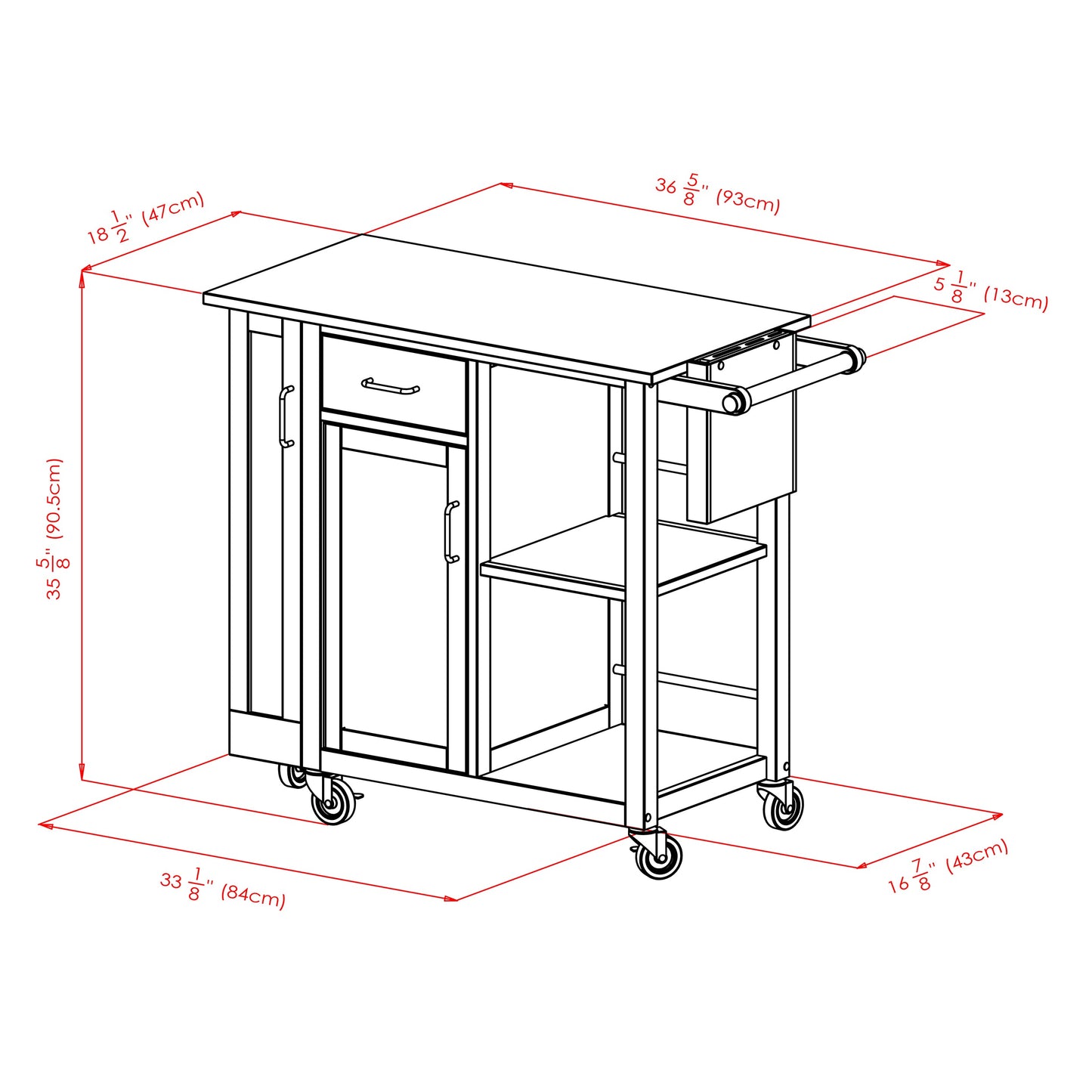 Douglas Utility Kitchen Cart, Natural