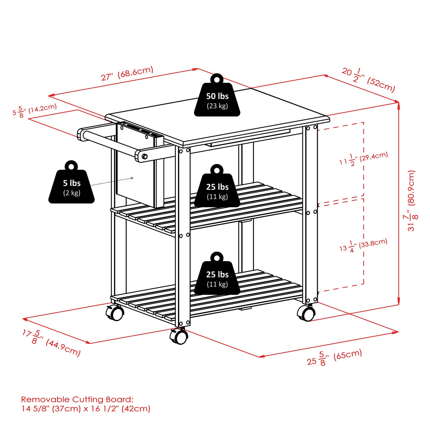 Mario Utility Kitchen Cart, Natural