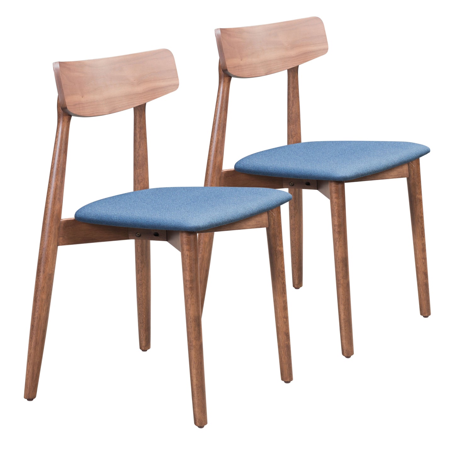 Newman Dining Chair (Set of 2) Walnut & Blue