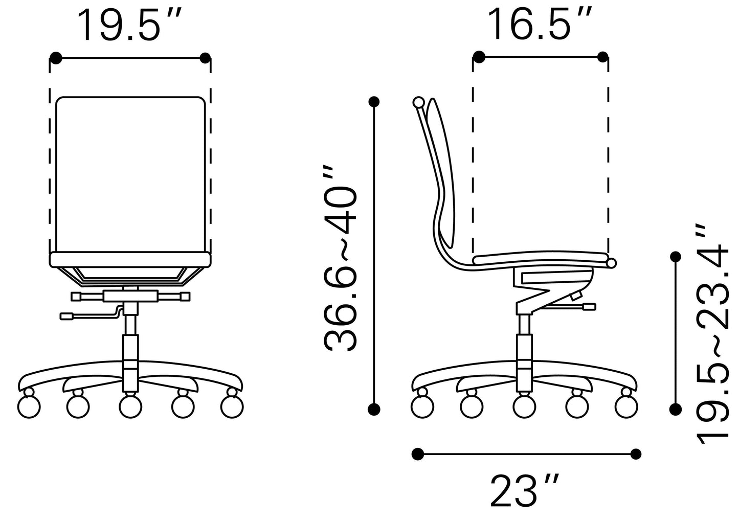 Lider Plus Armless Office Chair Gray