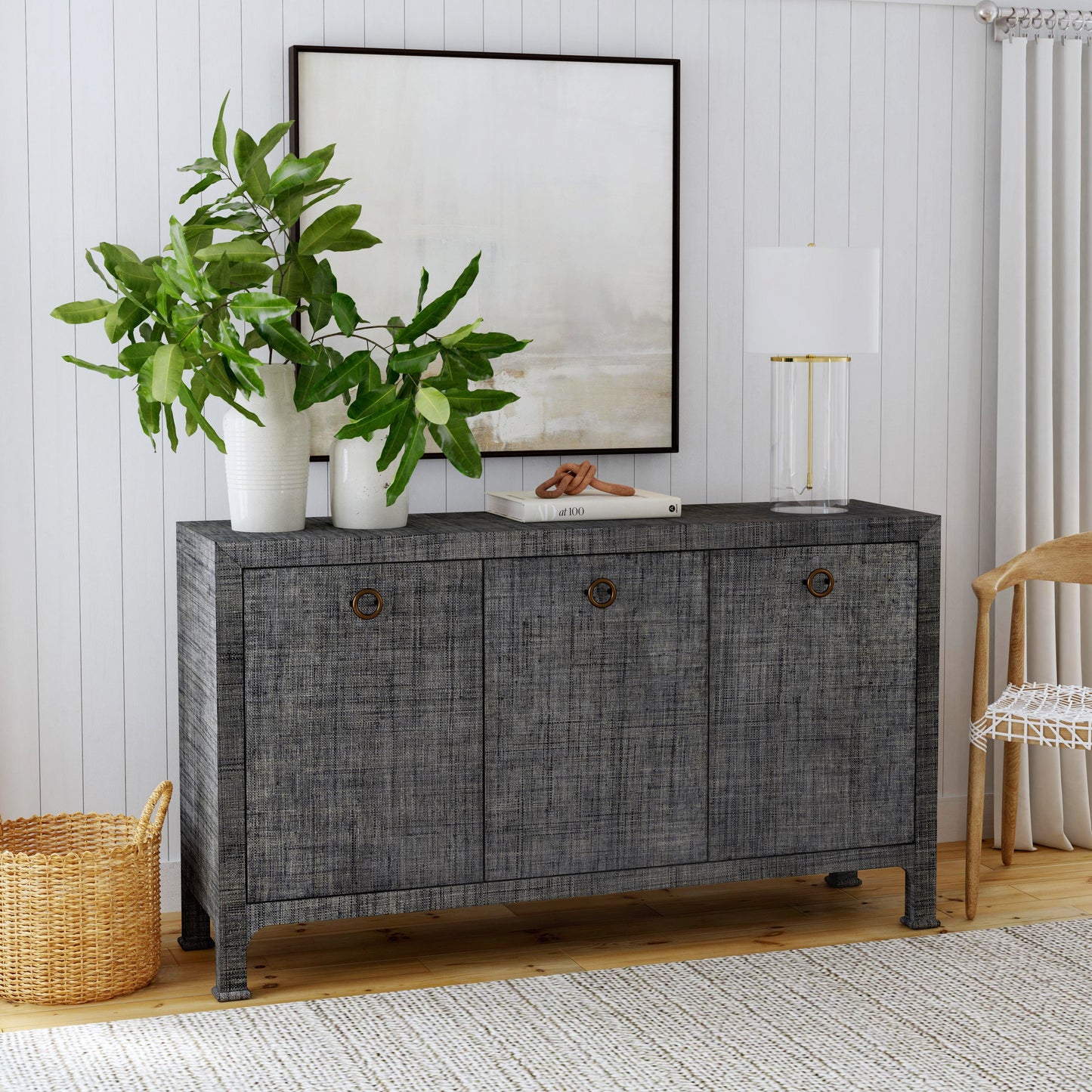 Chatham 3-Drawer Raffia 60" Sideboard in Charcoal  9170420