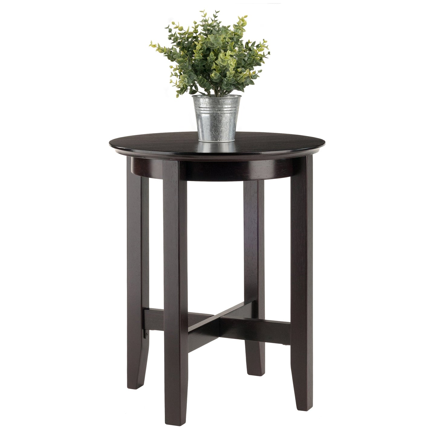 Toby Round Accent End Table, Espresso A