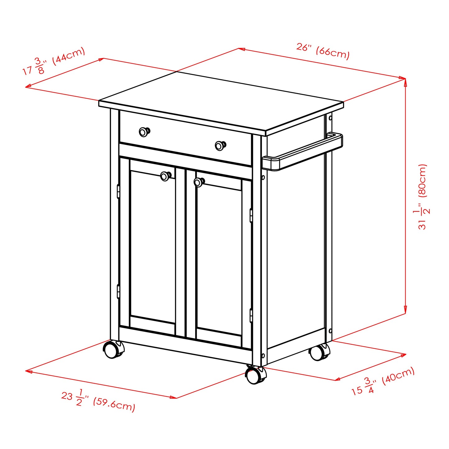 Savannah Utility Kitchen Cart, Espresso