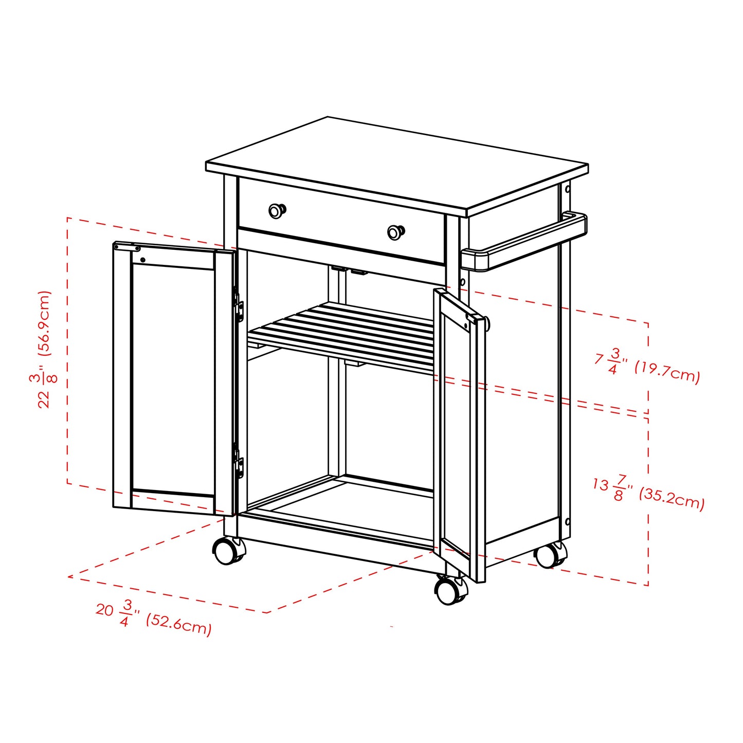 Savannah Utility Kitchen Cart, Espresso