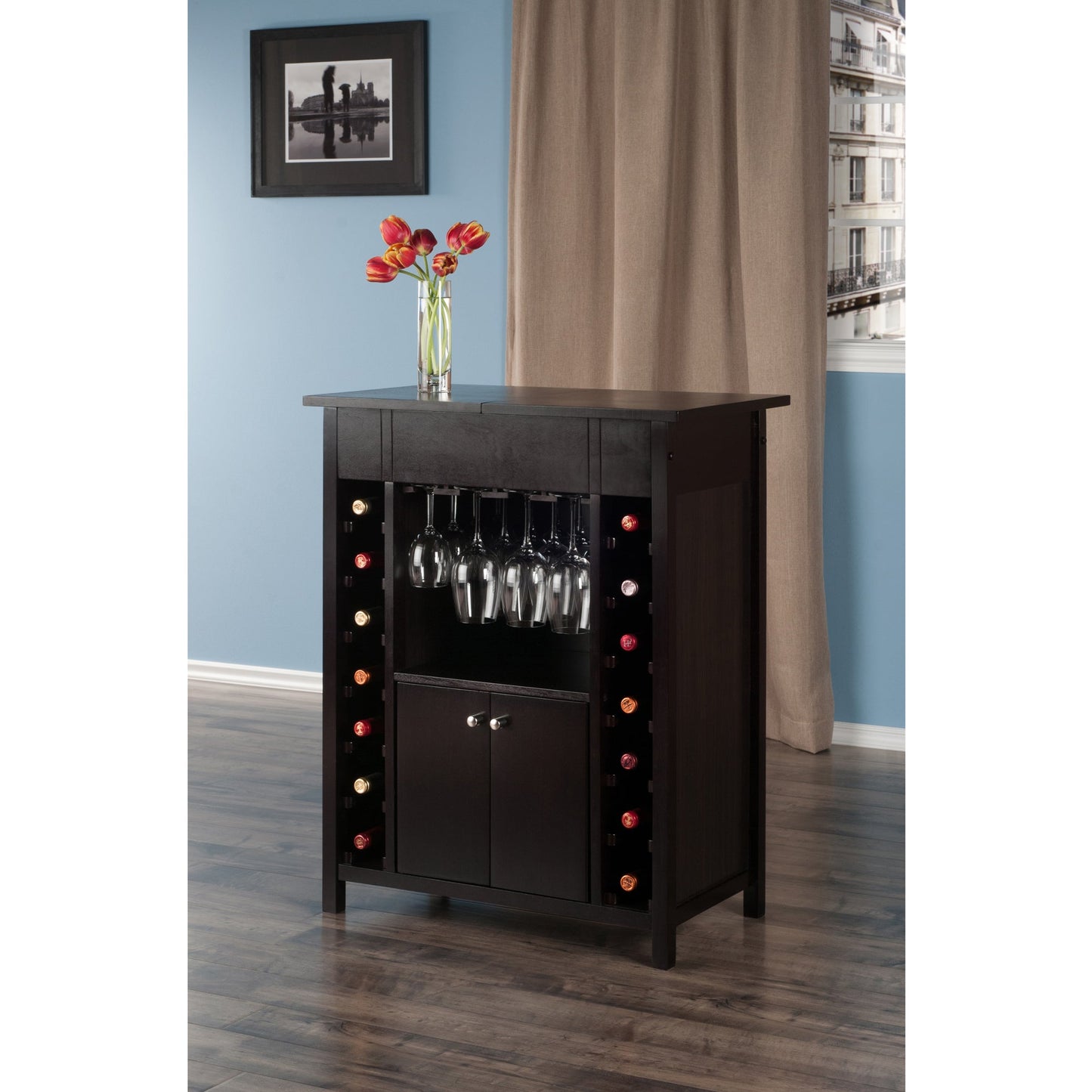 Yukon Wine Cabinet, Expandable Top, Espresso