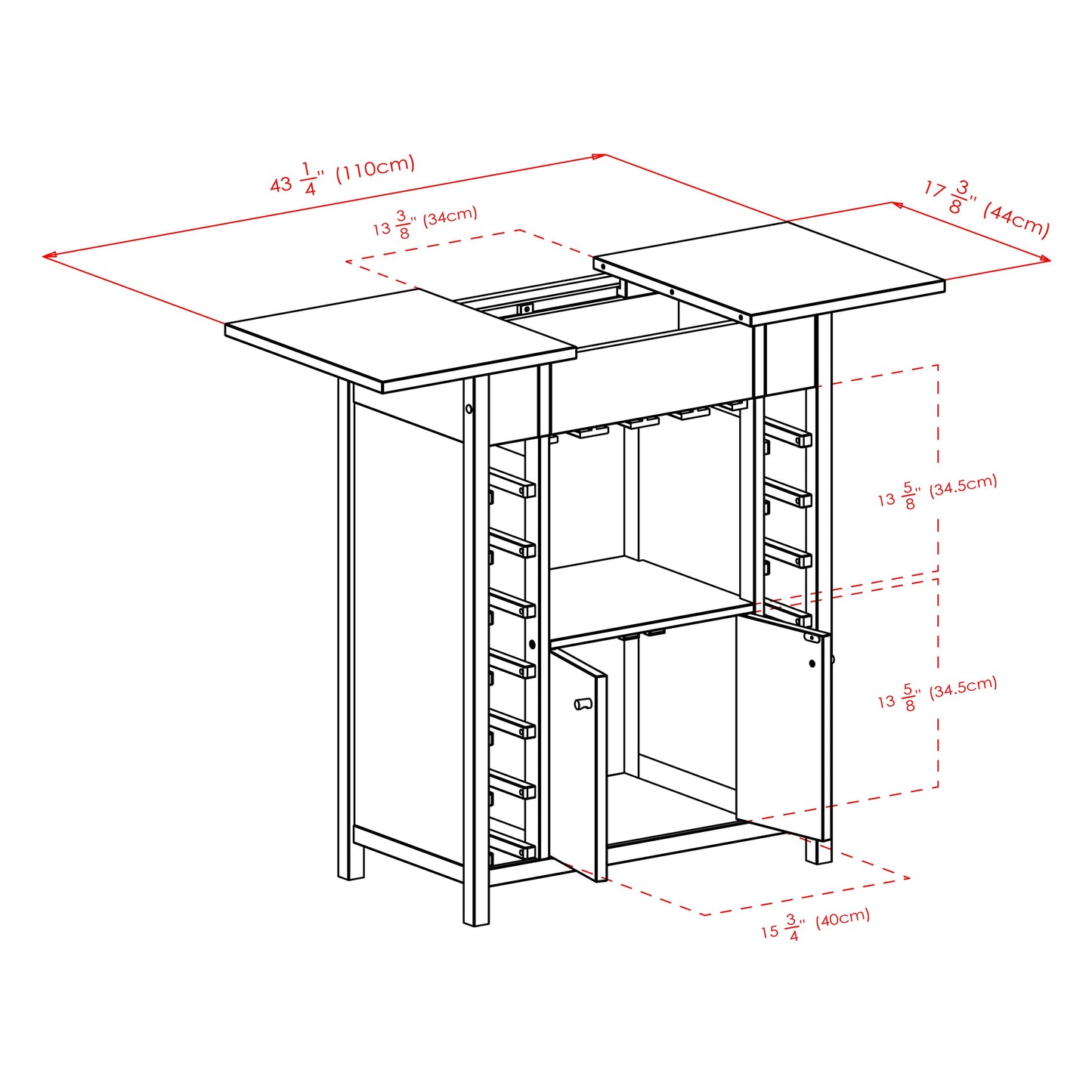 Yukon Wine Cabinet, Expandable Top, Espresso