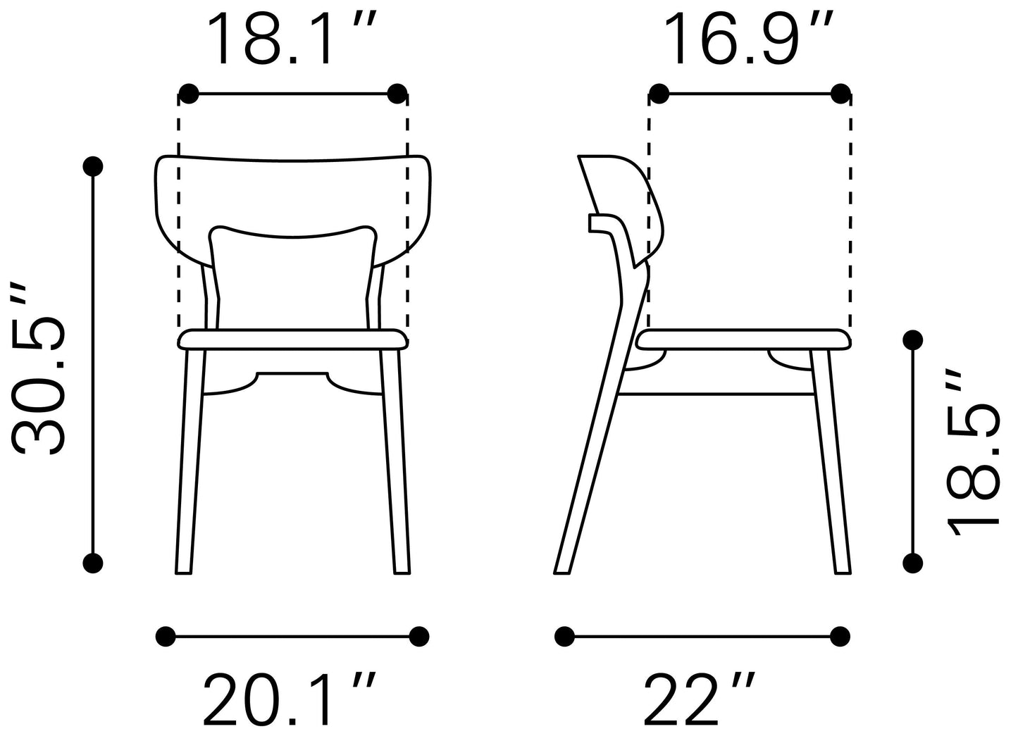 Russell Dining Chair (Set of 2) Walnut & Light Gray