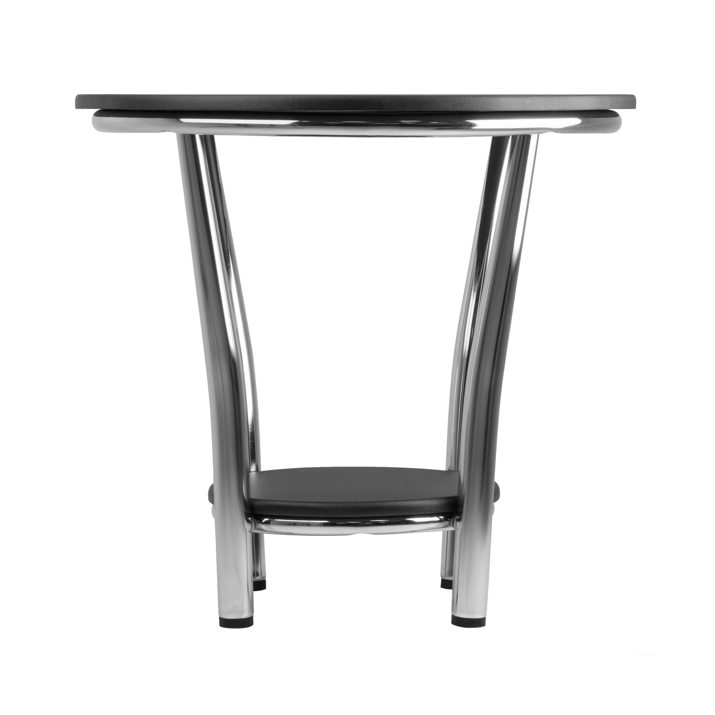 Maya Round End Table, Black and Metal