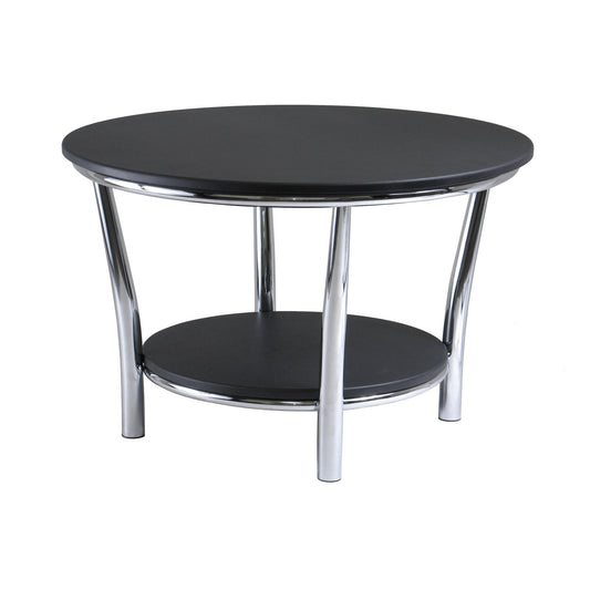 Maya Round Coffee Table, Black and Metal