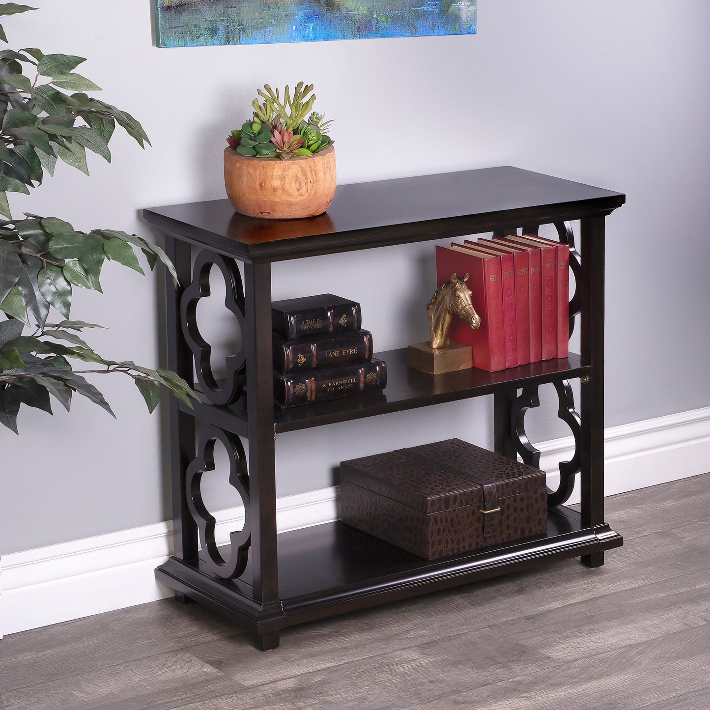 Paloma 2 Shelf 30"W Bookcase in Dark Brown  9331117