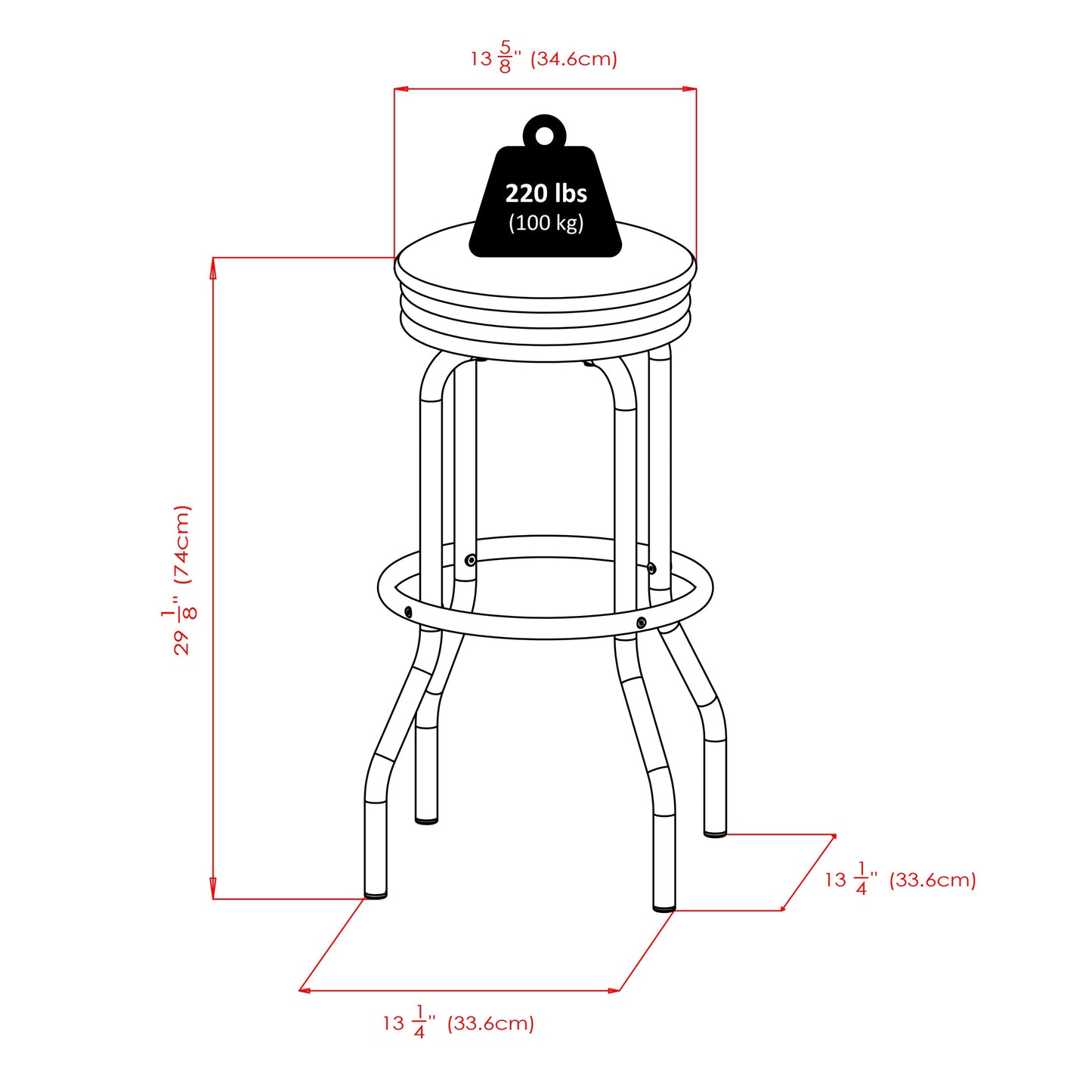 Summit 3-Pc Pub Table with Swivel Seat Bar Stools, Black and Chrome A