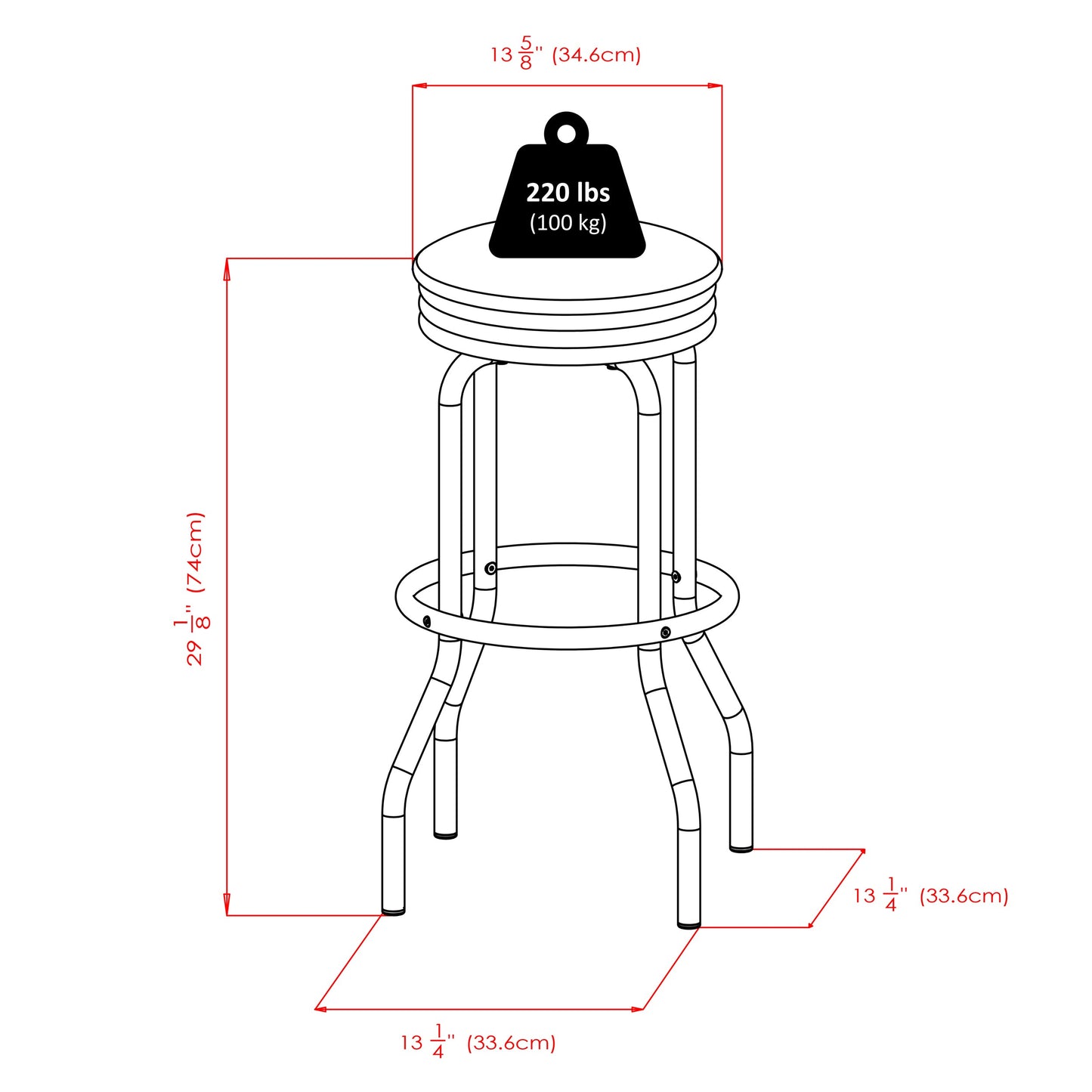 Summit 3-Pc Pub Table with Swivel Seat Bar Stools, Black and Chrome