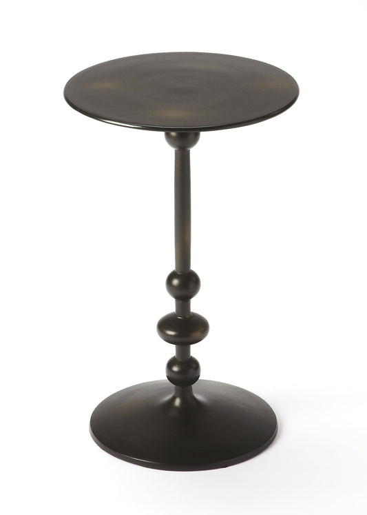 Zora Distressed Iron Pedestal Side Table in Black  9340025