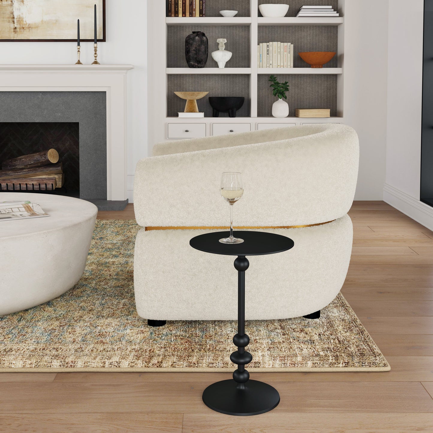 Zora Pedestal Side Table in Black  9340025