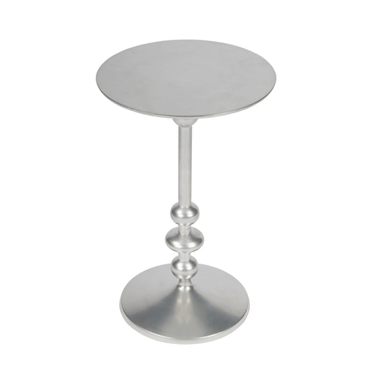 Zora Iron Pedestal Side Table in Silver  9340220