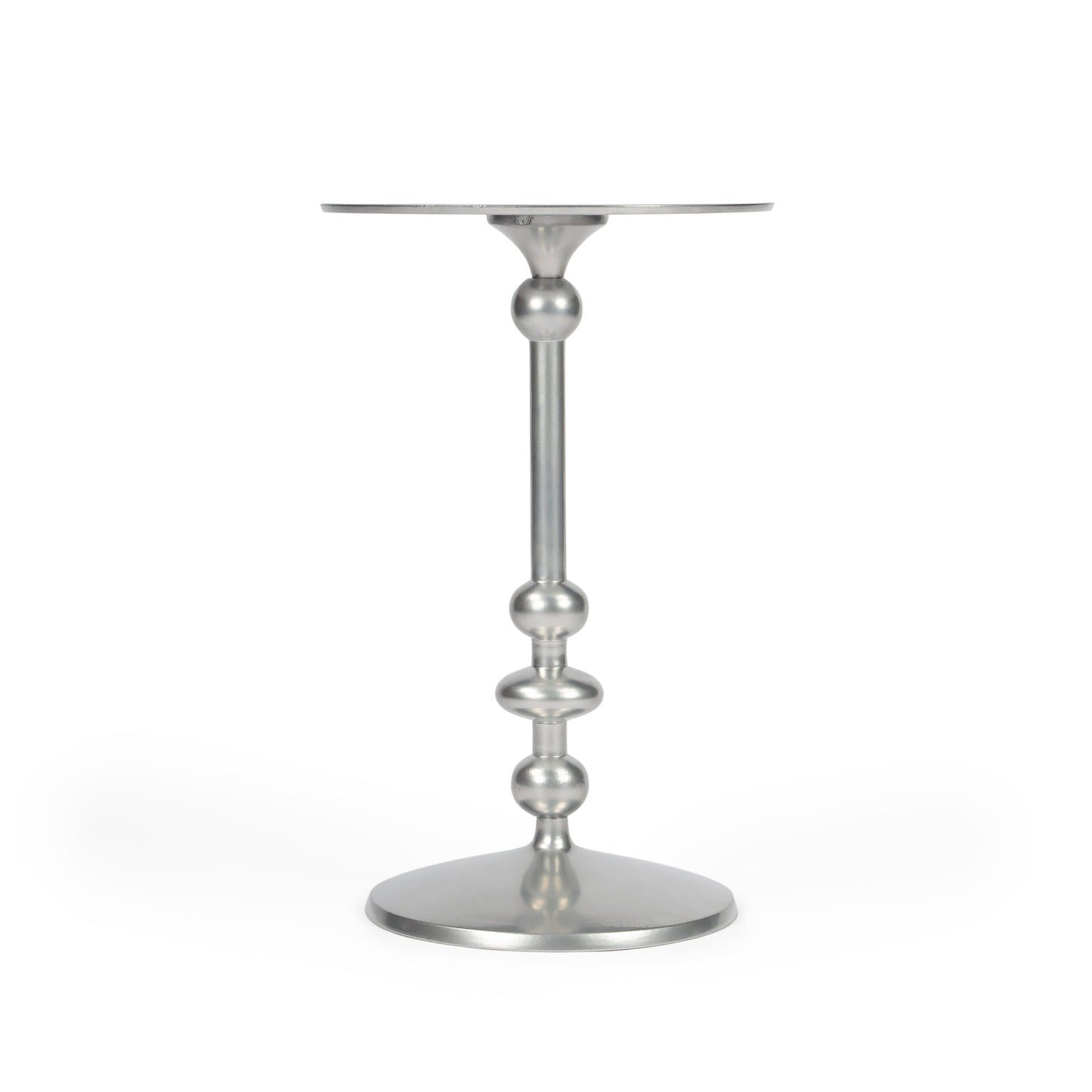 Zora Silver Iron Pedestal Side Table in Silver  9340220