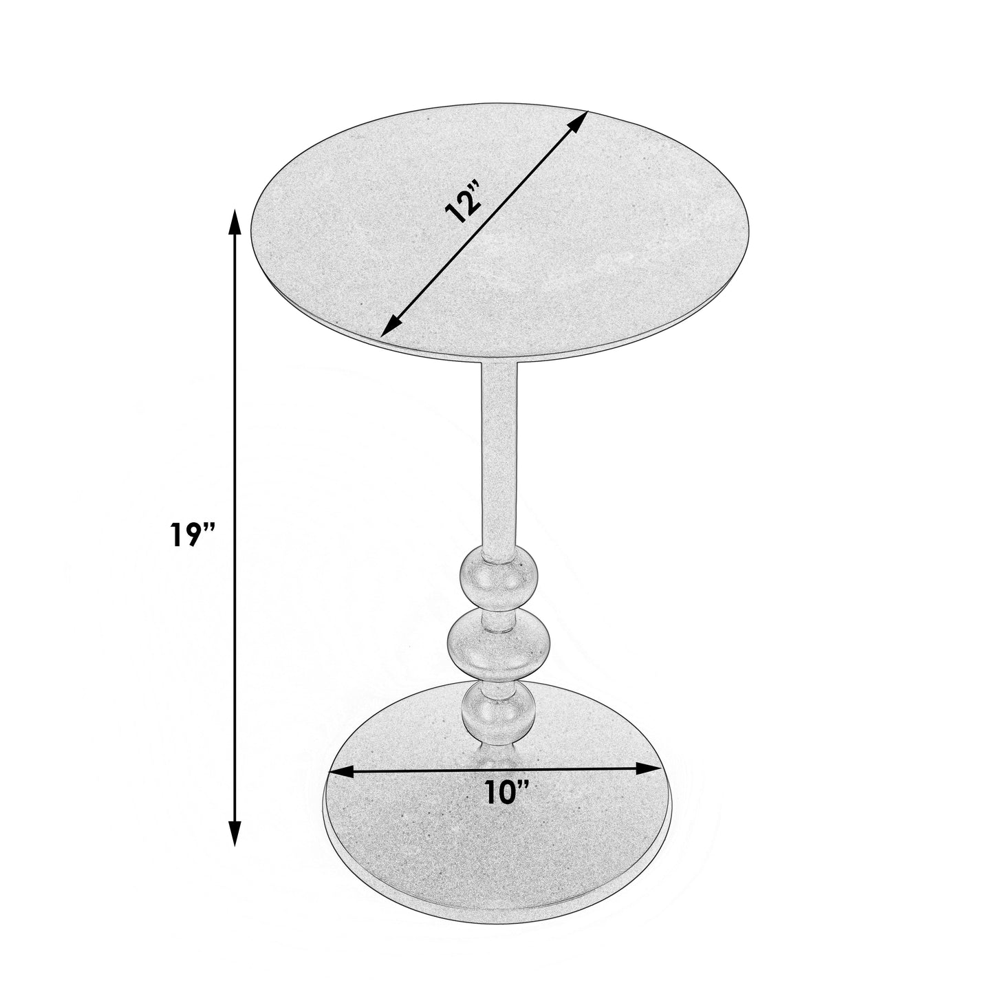 Zora Silver Iron Pedestal Side Table in Silver  9340220