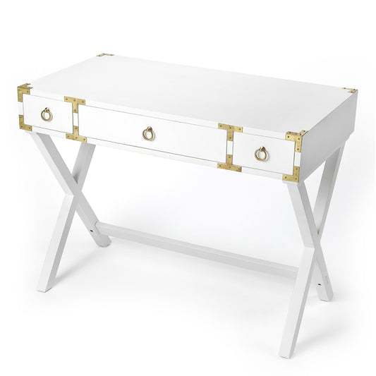 Forster Campaign Writing Desk in White  9341304