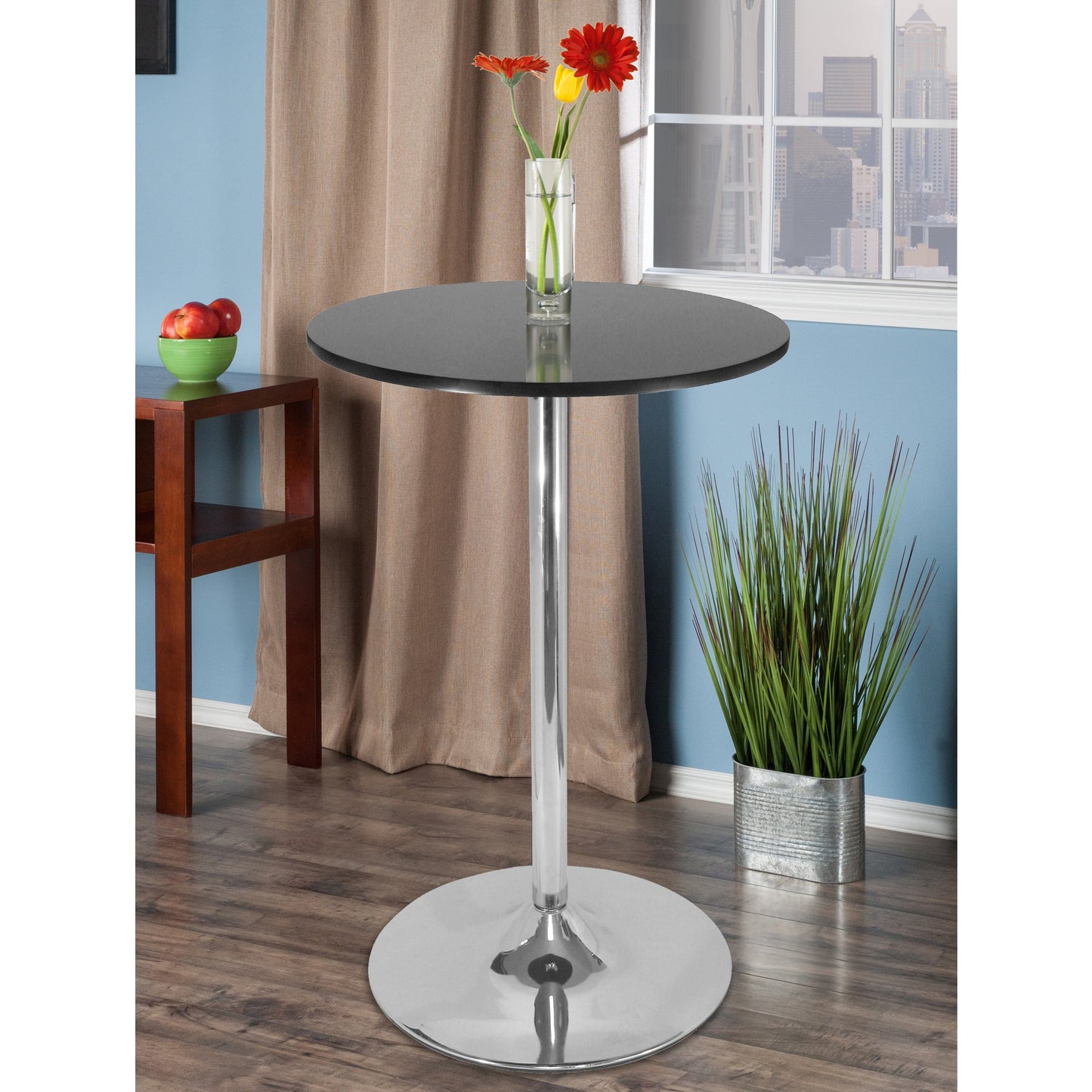 Spectrum 28" Round Pub Table, Black and Chrome