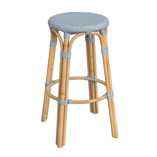 Tobias Round Rattan 30" Bar Stool in Baby Blue  9370341