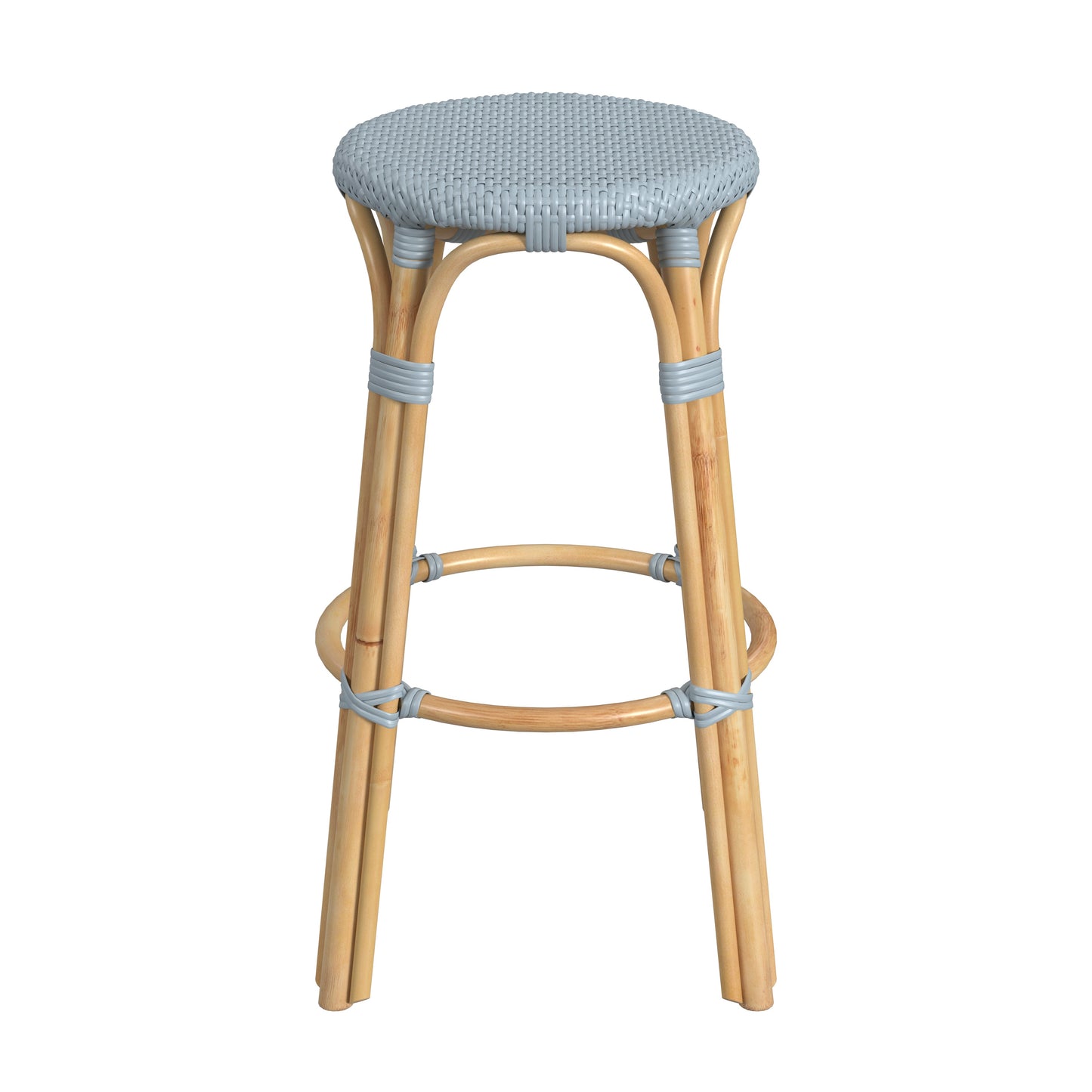 Tobias Round Rattan 30" Bar Stool in Baby Blue  9370341