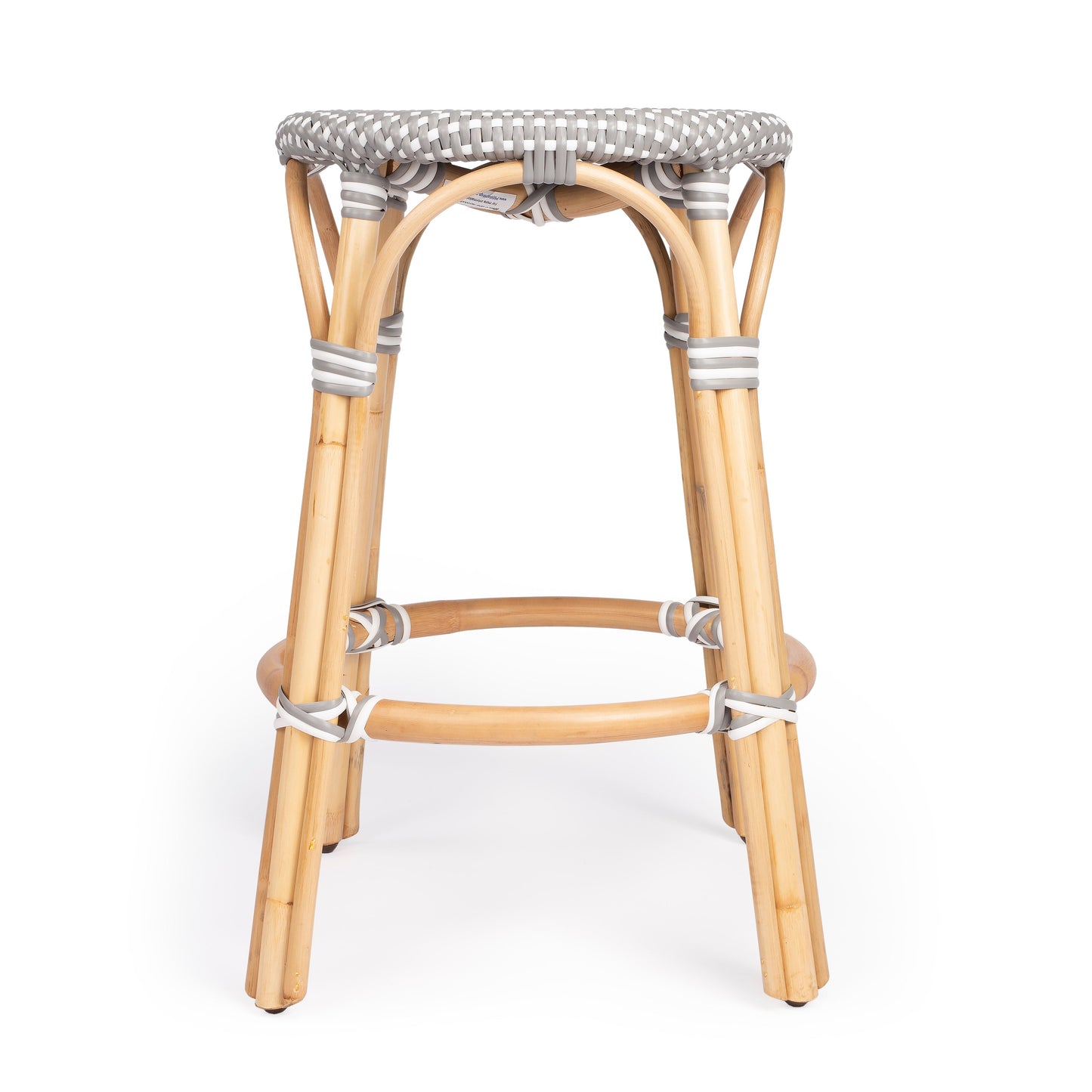 Tobias Rattan Round 24" Counter Stool in Gray and White Dot  9371266