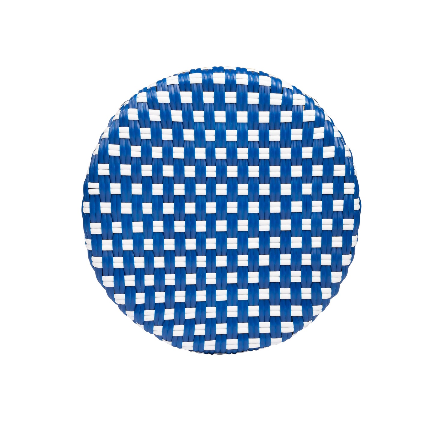 Tobias Rattan Round 24" Counter Stool in Blue and White Dot  9371303